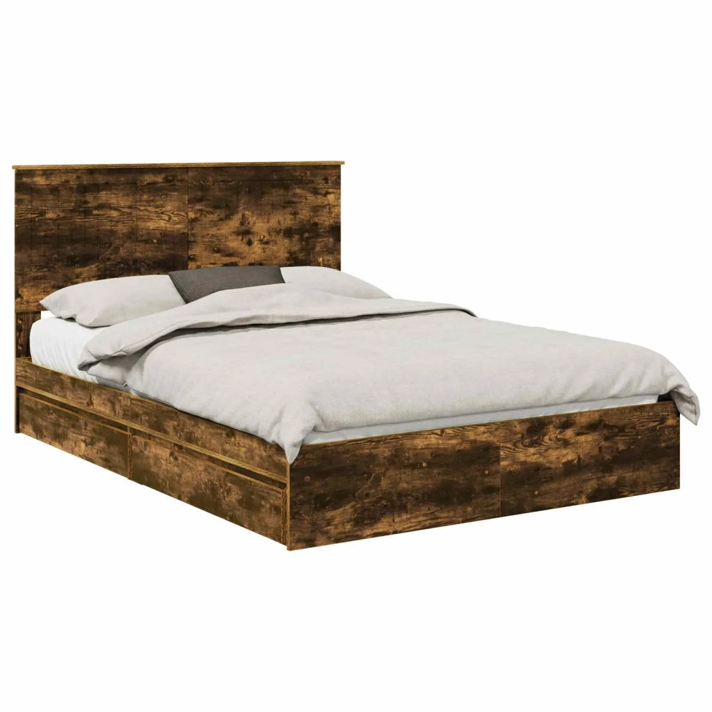 Letto con Contenitore con testiera Rovere fumé 135 x 190 cm