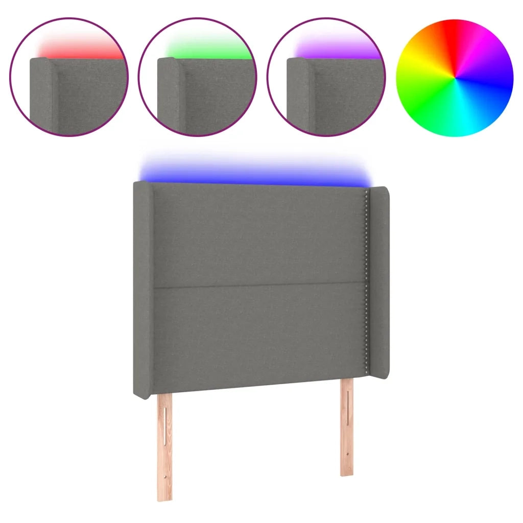 Testiera a LED Grigio Scuro 83x16x118/128 cm in Tessuto 3123883