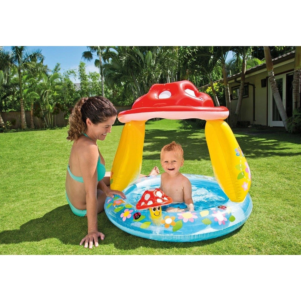 Trade Shop - Piscina Baby Fungo Parasole Gioco Gonfiabile Rotonda Per Bambini 102x89hcm 57114 -