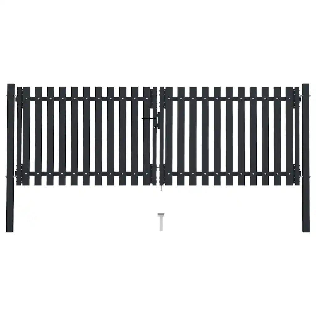 Cancello per Recinzione Doppio in Acciaio 306x125 cm Antracite