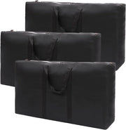 Set di 3 borse pieghevoli con chiusura a zip - Ideale per lenzuola, coperte, cuscini, coperte e abiti - Nero classico