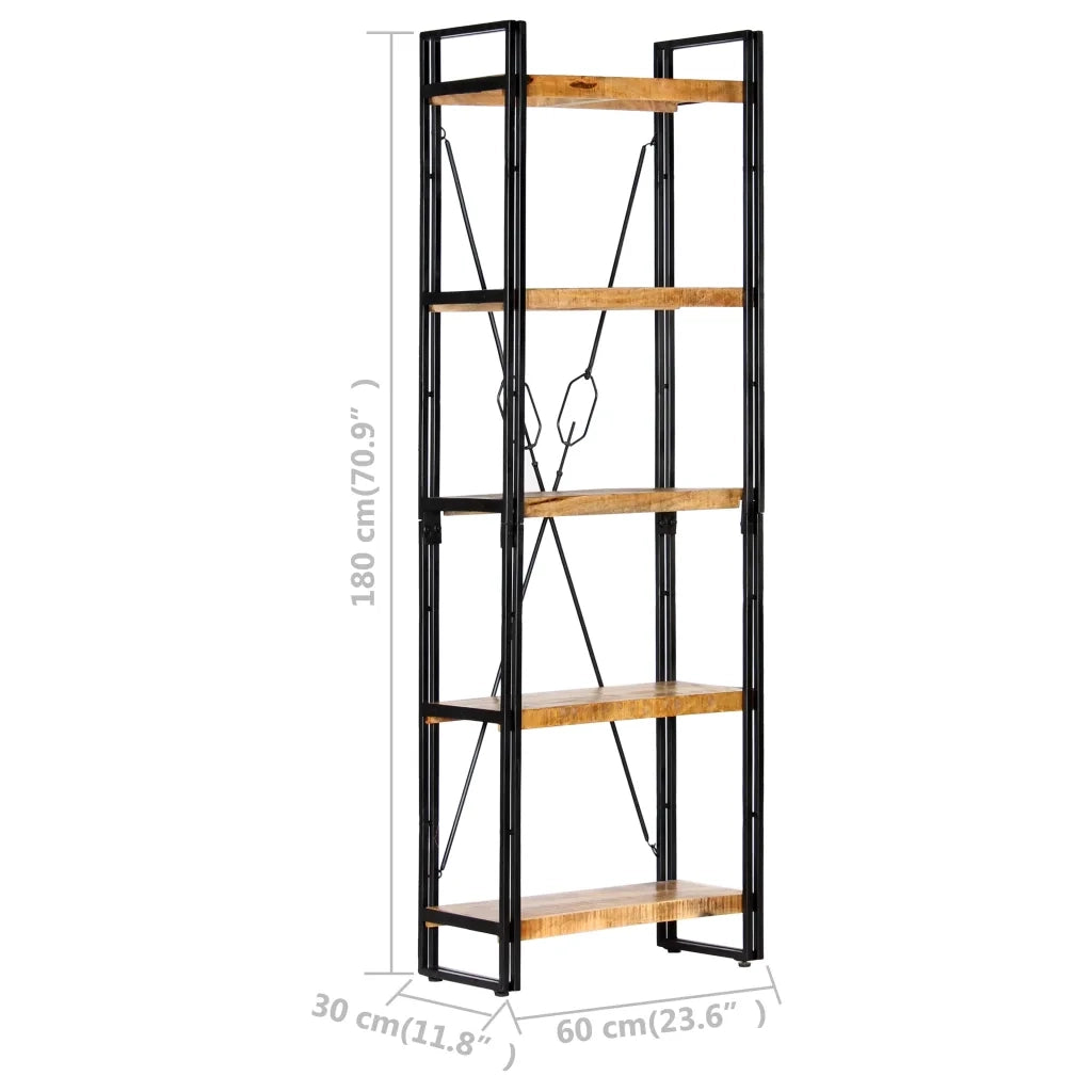 Libreria a 5 Ripiani 60x30x180 cm in Legno Massello di Mango   cod mxl 14420