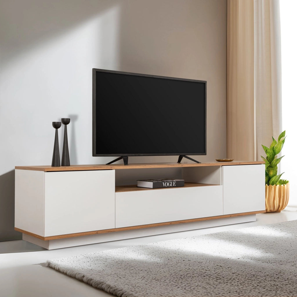 Porta TV in legno "Veramont" - 180 x 44 x 44 cm - Marrone