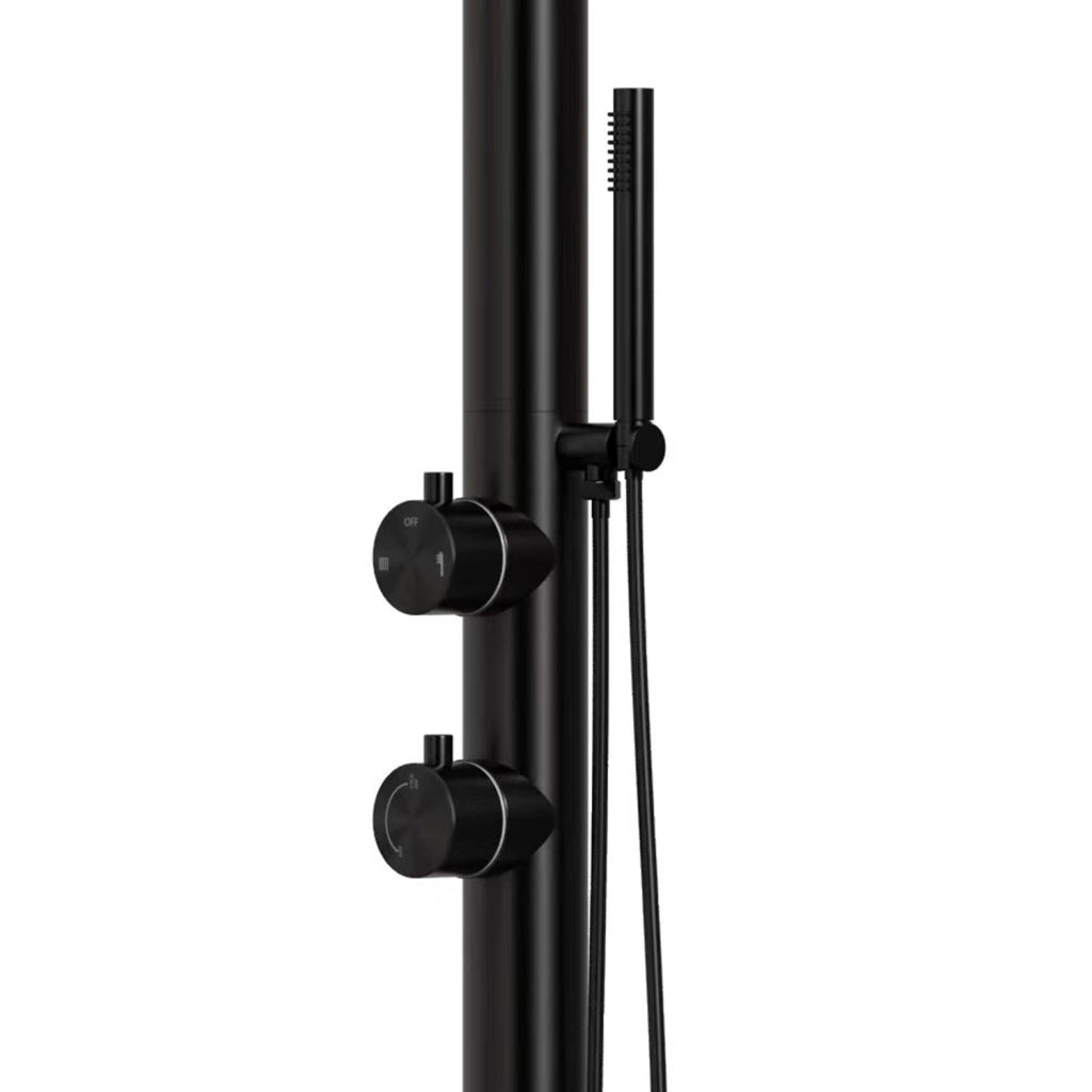 SINED Doccia Luna D Nera In Acciaio Inox 316l Con Doccino Flessibile Con Doppio Ingressi Per Acqua Calda e Fredda laterale o dal basso Due modalita Ideale Per Installazioni Esterne