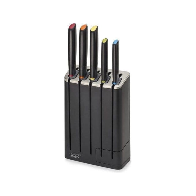 Joseph Joseph 10537 Elevate Set di coltelli con blocco 5 pezzi Acciaio inossidabile giapponese con affilacoltelli colore Nero