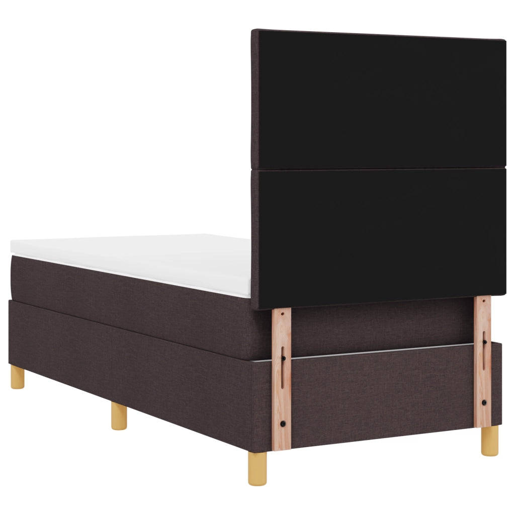 Letto con Box Spring con Materasso & LED Marrone Scuro 100x200 cm Tessuto