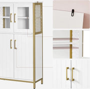 Cassa per bagno - Armadio per la stanza da bagno - Mobili per la stanza da bagno - Bianco - Struttura in acciaio - 60 x 30 x 108 cm