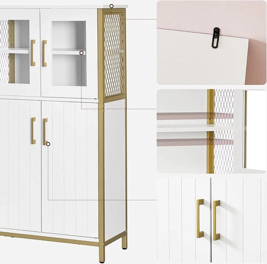 Cassa per bagno - Armadio per la stanza da bagno - Mobili per la stanza da bagno - Bianco - Struttura in acciaio - 60 x 30 x 108 cm