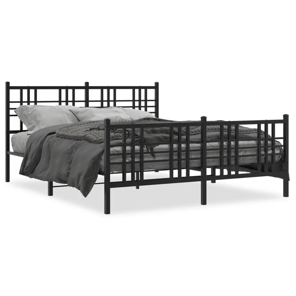 Giroletto con Testiera e Pediera Metallo Nero 150x200 cm 376344
