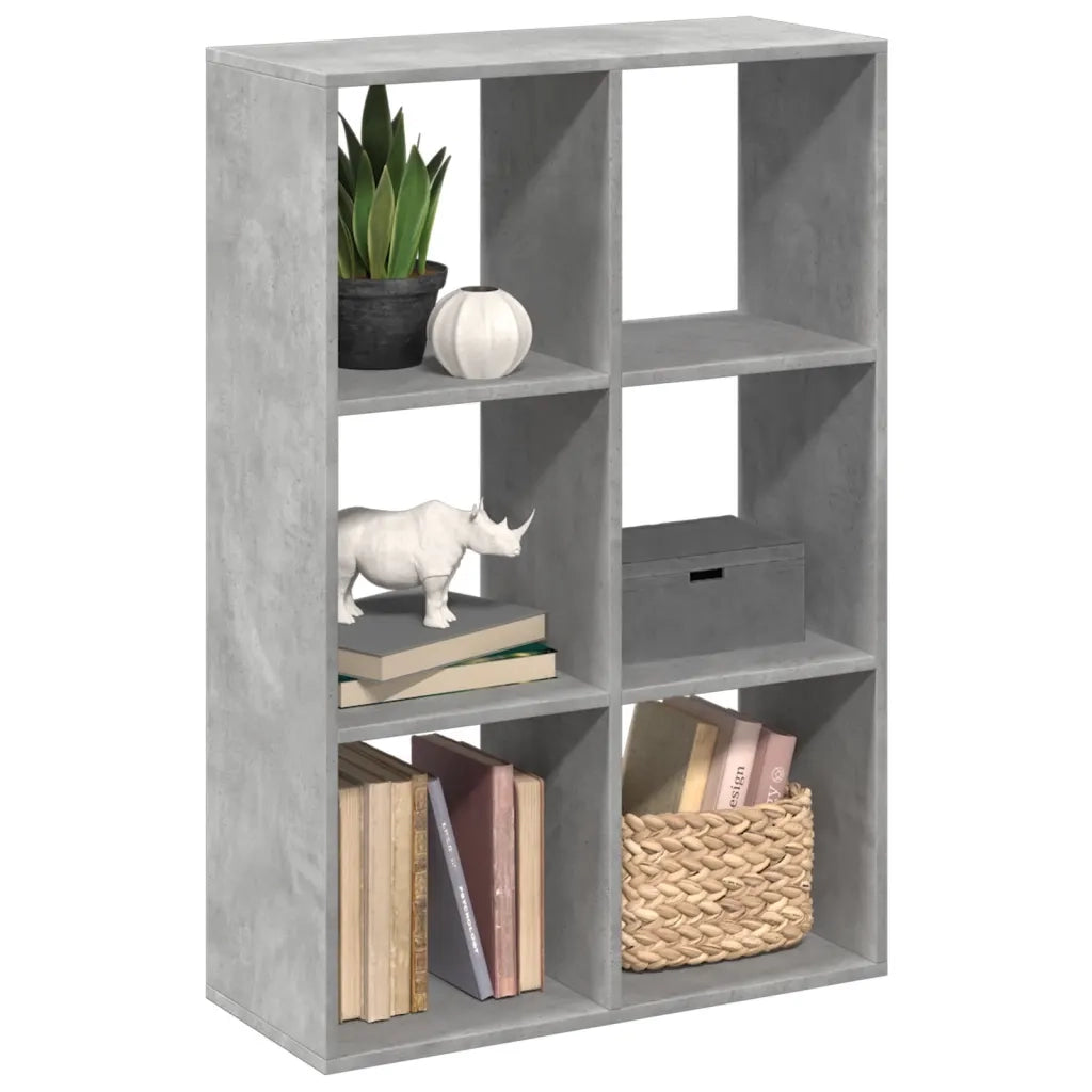 Libreria Divisorio-Scaffale per Libri-Mobile di Stoccaggio Grigio Cemento 69,5x29x103,5cm in Truciolato