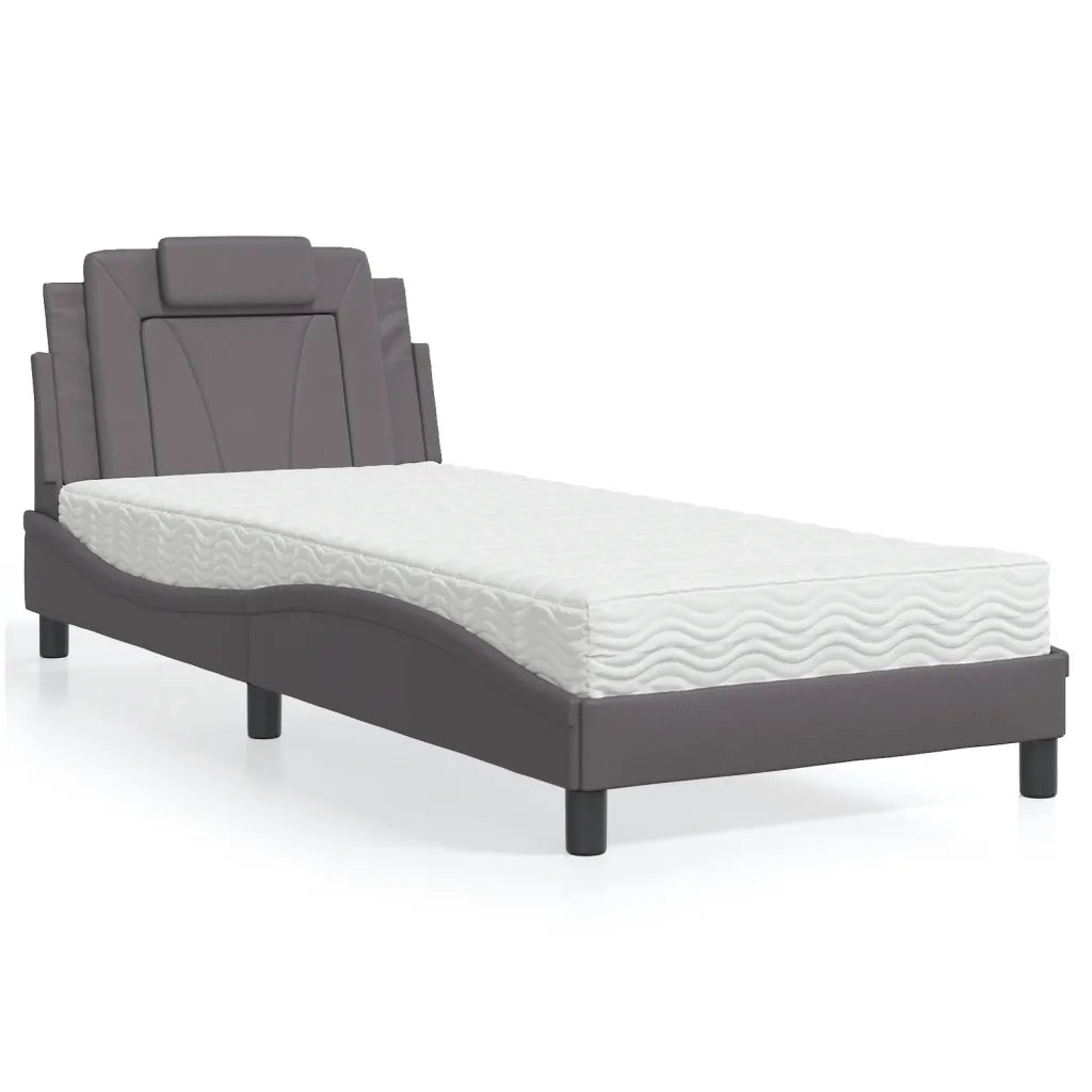 Letto Viana con Materasso Grgio 90x200 cm in Similpelle 3208771