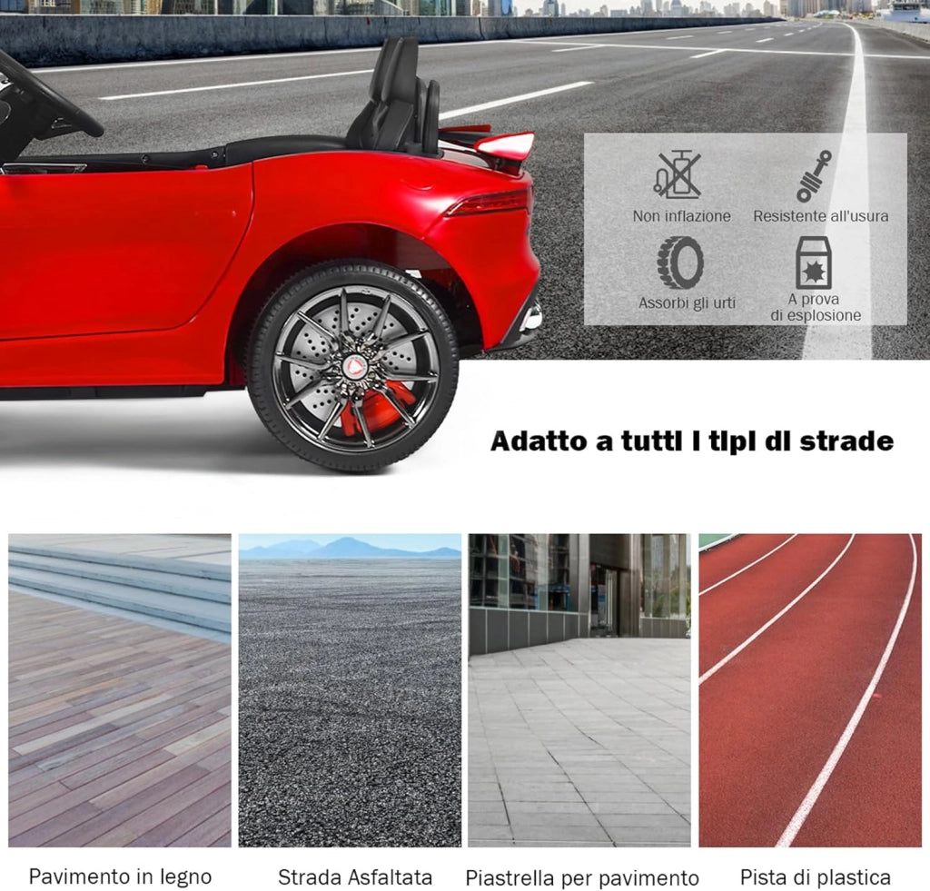 Jaguar Auto Elettrico 12 V per Bambini, Macchina Elettrica con Telecomando, con Luci Musica Storia, Avvio Lento, Velocità 3-5 km/h (Rosso)