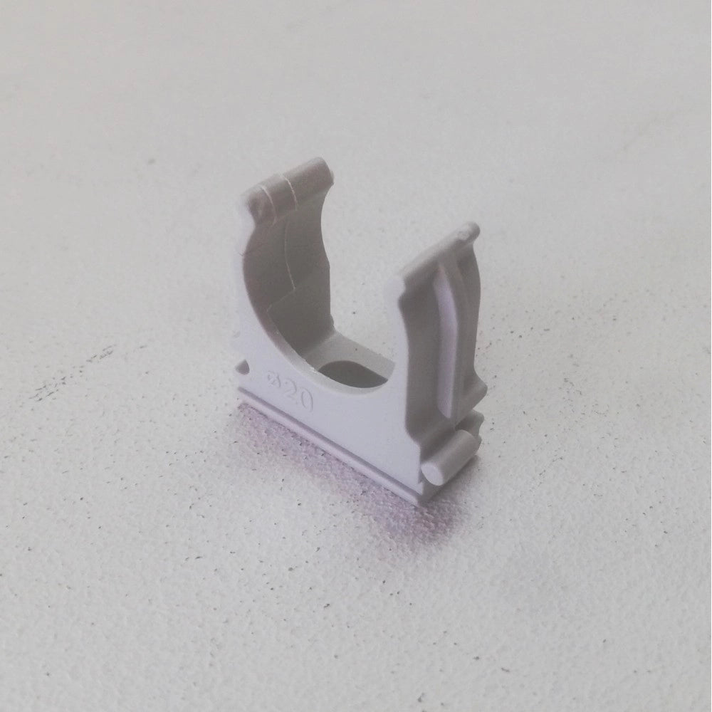 Supporto a scatto da 20mm - 20pz clips fissa tubo colore grigio per fissaggi a parete e soffitto