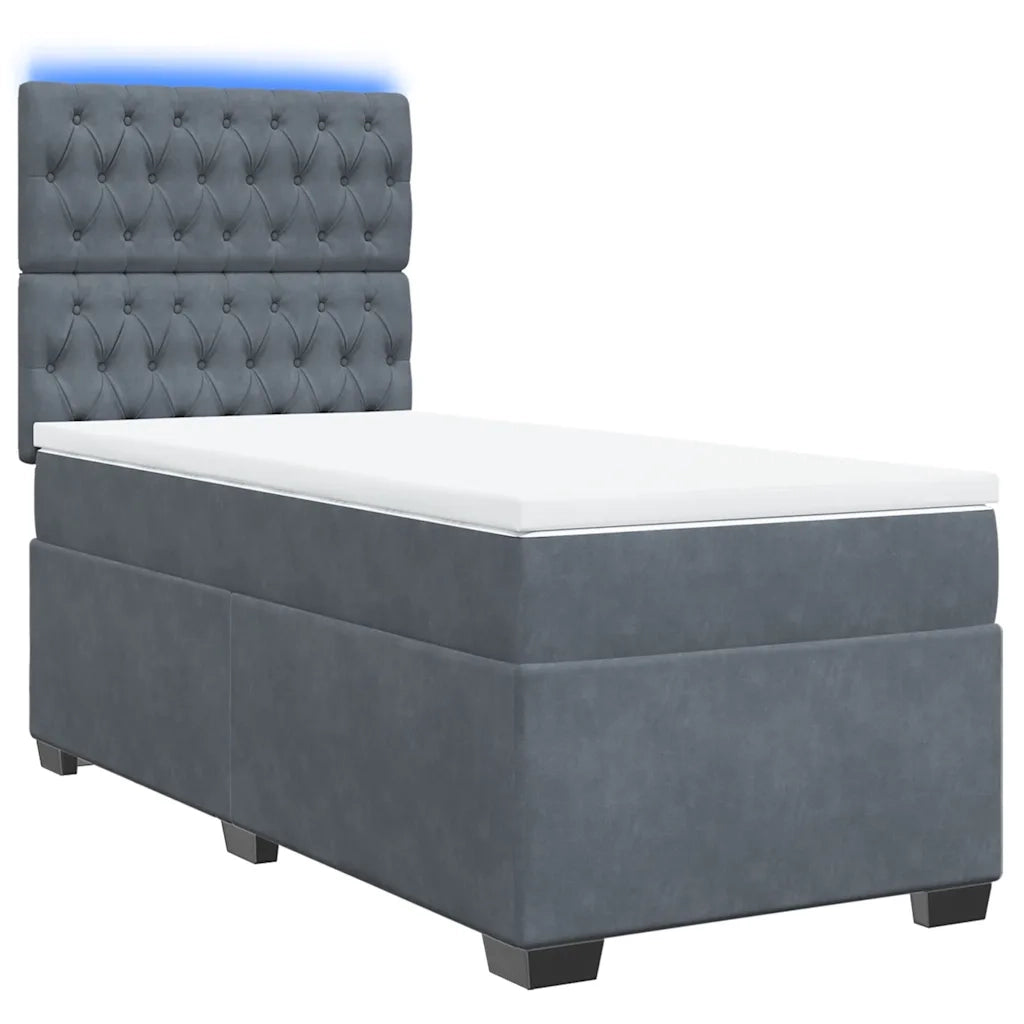 Giroletto a Molle con Materasso Grigio Scuro 100x200 cm Velluto