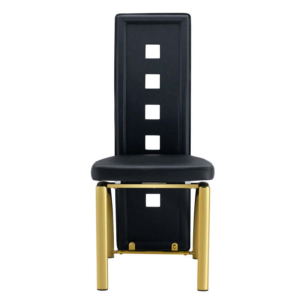 SEDIA da Pranzo 102,5 cm PU Nero e Metallo Oro Set da 2 pezzi