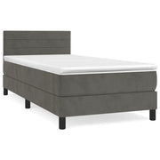 Letto singolo | Letto per adulti | Giroletto a Molle con Materasso Grigio Scuro 90x190 cm Velluto