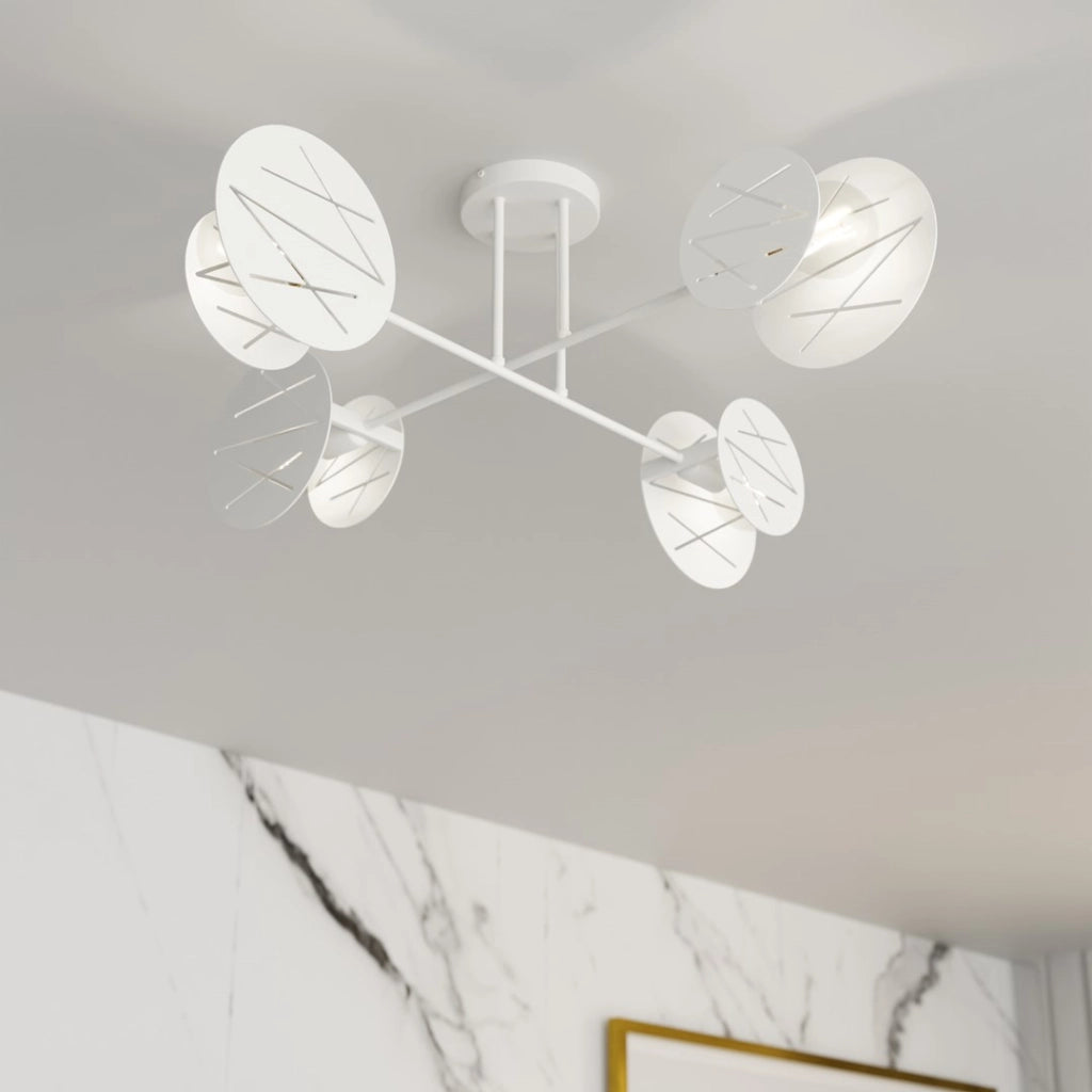Plafoniera Frick Emibig bianca design geometrica 4xE27 15W