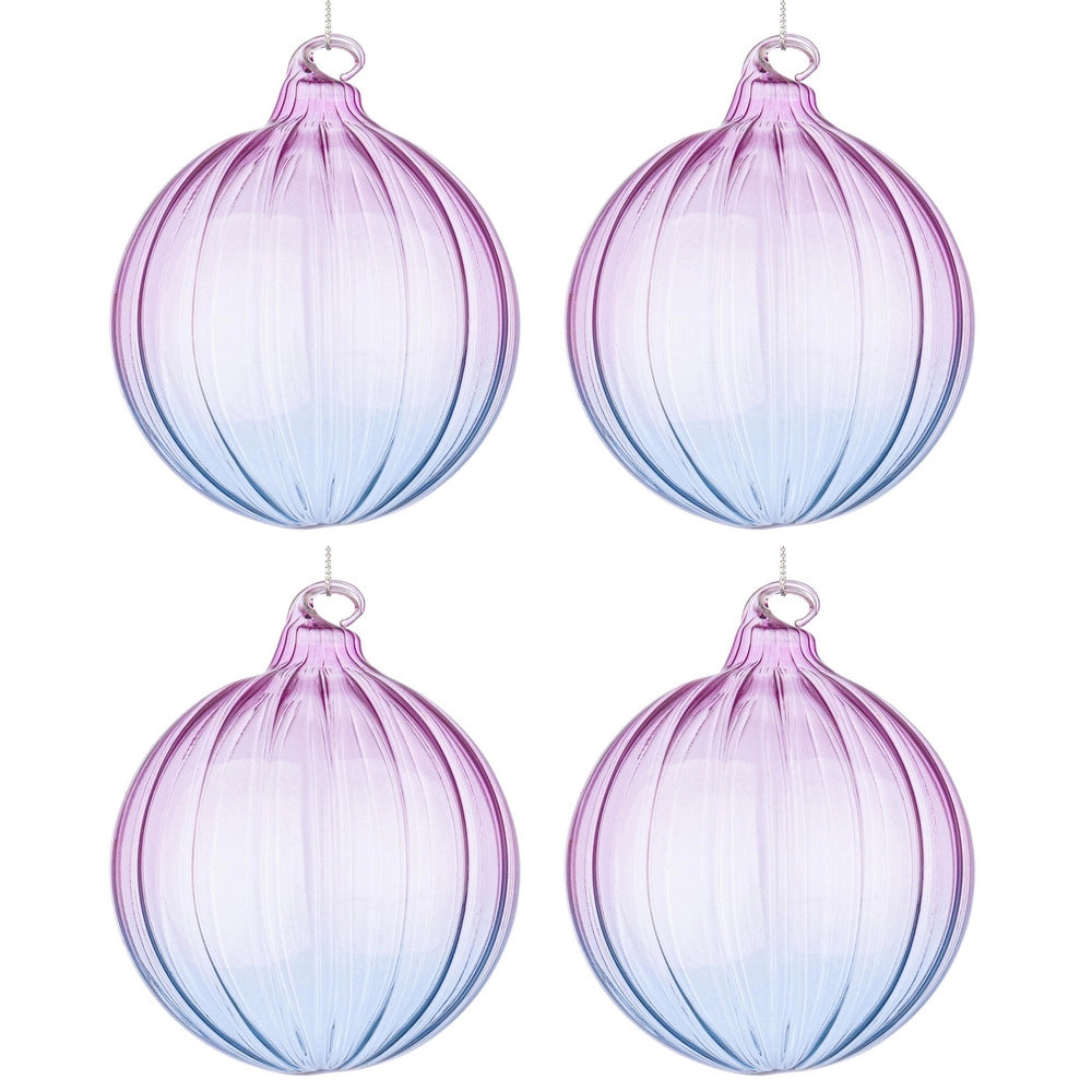 Palline di Natale in Vetro Viola e Blu Design Moderno Slab Diametro: 100 mm