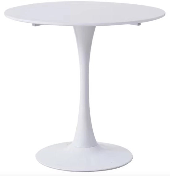 Tavolo da Cucina - Rond - Bianco - Copertina in Microfibra - Pelle per Mobili - Stile Scandinavo - 80cm