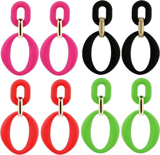 Set di 4 orecchini - orecchini geometrici di alta qualità in acrilico - gioielli da donna alla moda per ogni occasione