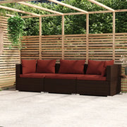 Divano a 3 Posti con Cuscini in Polyrattan Marrone cod mxl 36954