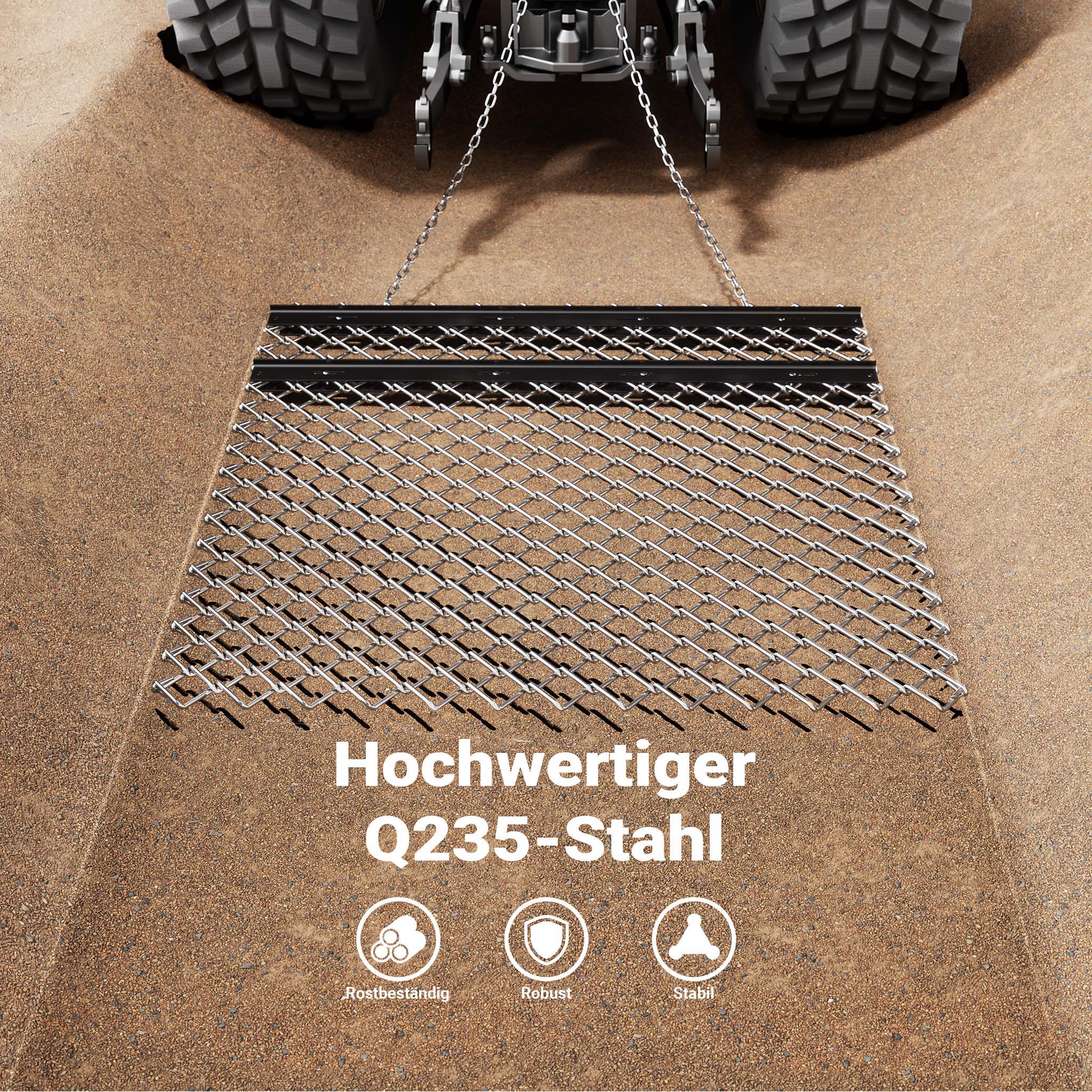 Rete livellatrice per quad trattorino 155x123,5x5,5 cm Erpice prato per livellare terreno