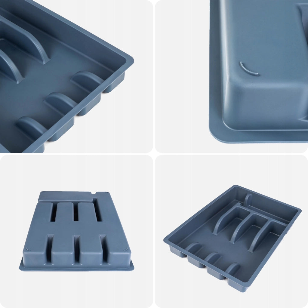 KADAX Inserto per cassetto, organizer per posate da cucina in plastica grigia, 25x36 cm
