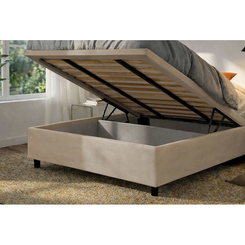 Letto imbottito Matrimoniale 160x190 cm Button - Contenitore,Microfibra,Sabbia