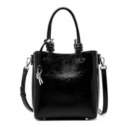 Borsa a mano classica da donna in vera pelle stile retr¨°, colore nero.