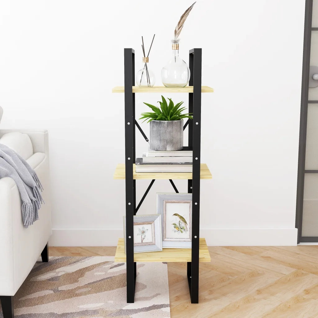 Libreria a 3 Ripiani-Scaffale per Libri-Mobile di Stoccaggio 40x30x105 cm in Legno Massello di Pino
