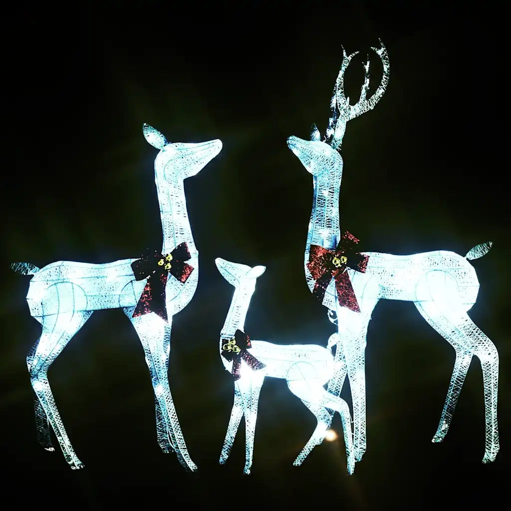 Decorazione Natalizia Famiglia di Renne Bianco Argento 201 LED 329771