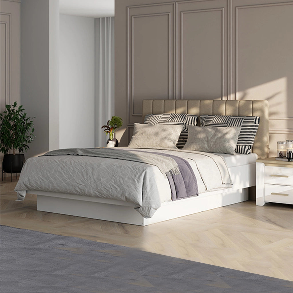 Letto Matrimoniale Byron, Letto Matrimoniale Dimensione Materasso 180x200 cm, Bianco