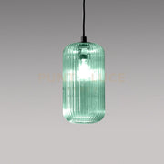 RAIKA V/G - VETRO SOFFIATO VERDE TRASPARENTE CON DECORAZIONE COSTE VERTICALI D.15,3CM