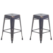 Set di 2 Sgabelli da Bar Nero con Acciaio dorato 60 cm Impilabile Altezza Bancone Industriale