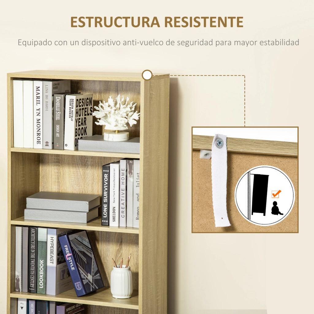 Libreria con ante e ripiani ¨C Xylo ¨C legno natural 59x29x180 cm 4 scomparti aperti