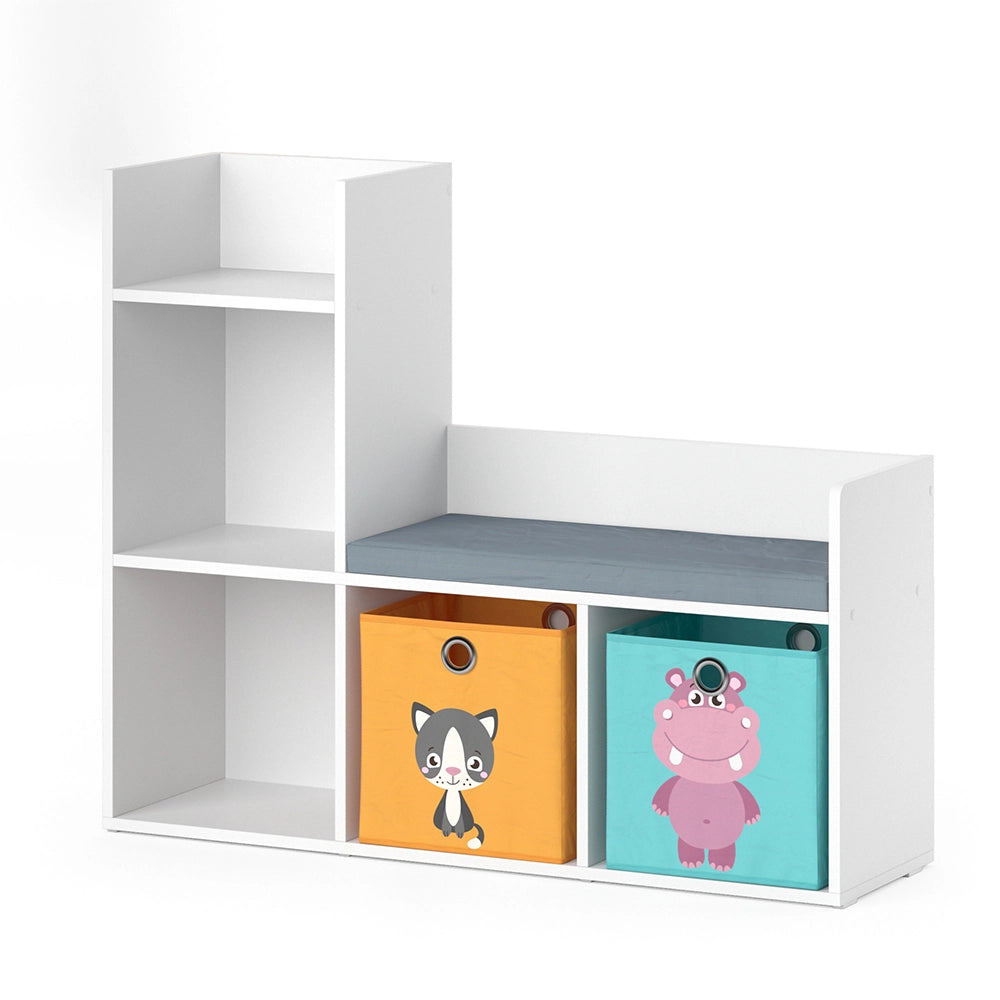 Vicco Scaffale per bambini Bianco 30.9 x 88.6 cm con 2 scatole pieghevoli opt.1