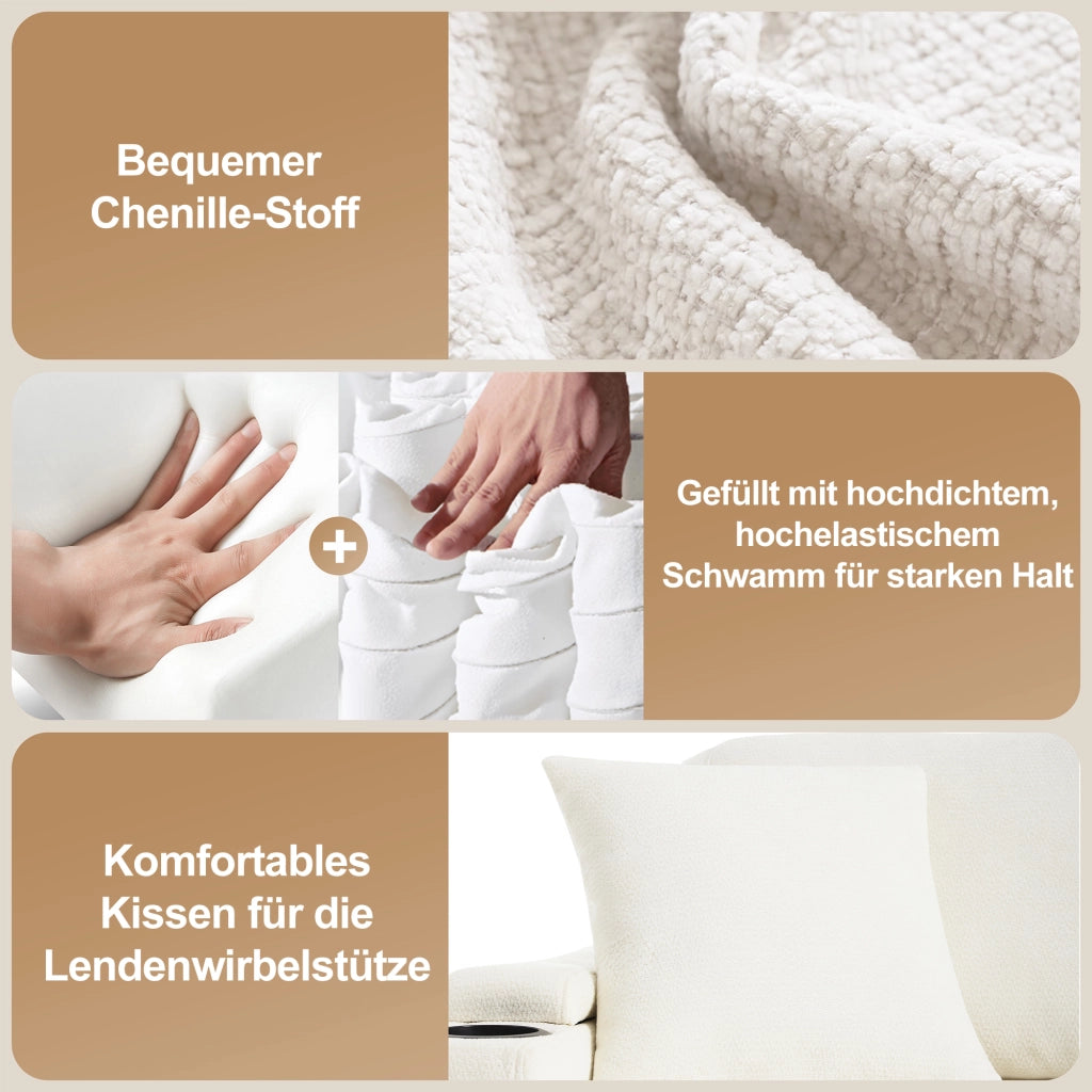 SOFÀ ANGOLARE Letto estraibile 206,5x141x86 cm Beige in ciniglia