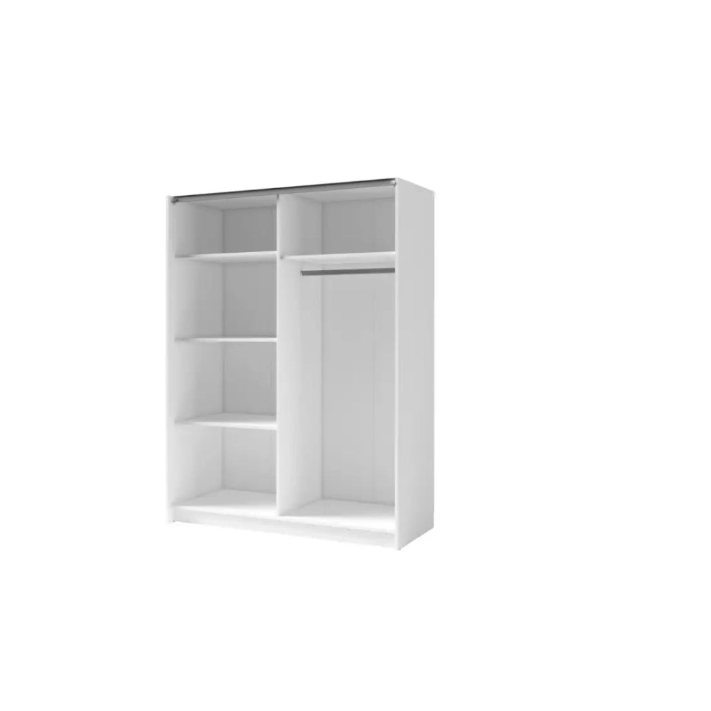 Armadio con 2 porte scorrevoli 200 cm - bianco e rovere - Collezione VARIA