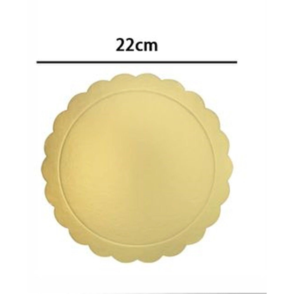 Trade Shop - Set 3 Pz Base Per Torta Rotonda Piatto Sottotorta Dorato 22 Cm Con Bordino 31160 -