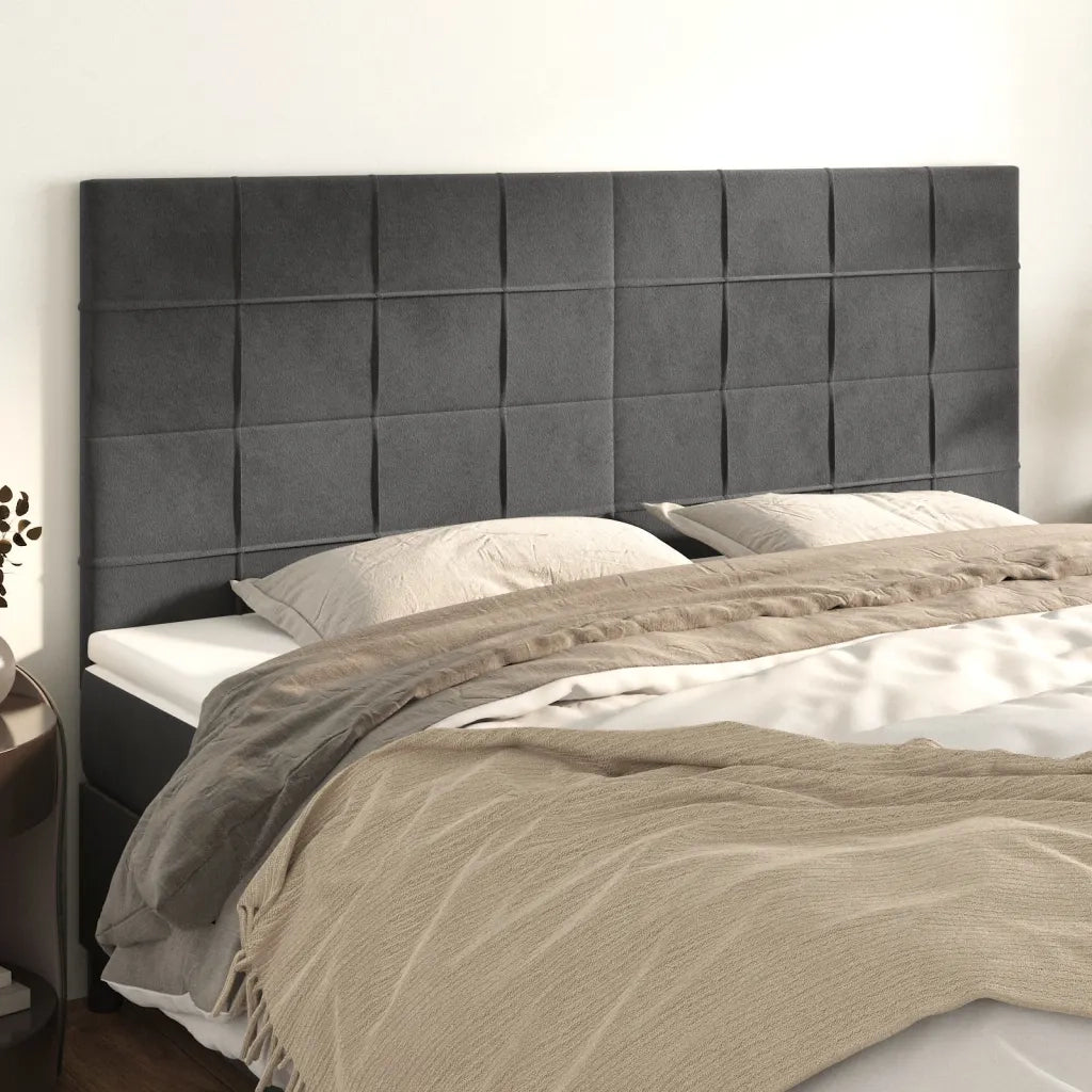 Testiera | Testata Grigio Scuro 160x5x118/128 cm Velluto