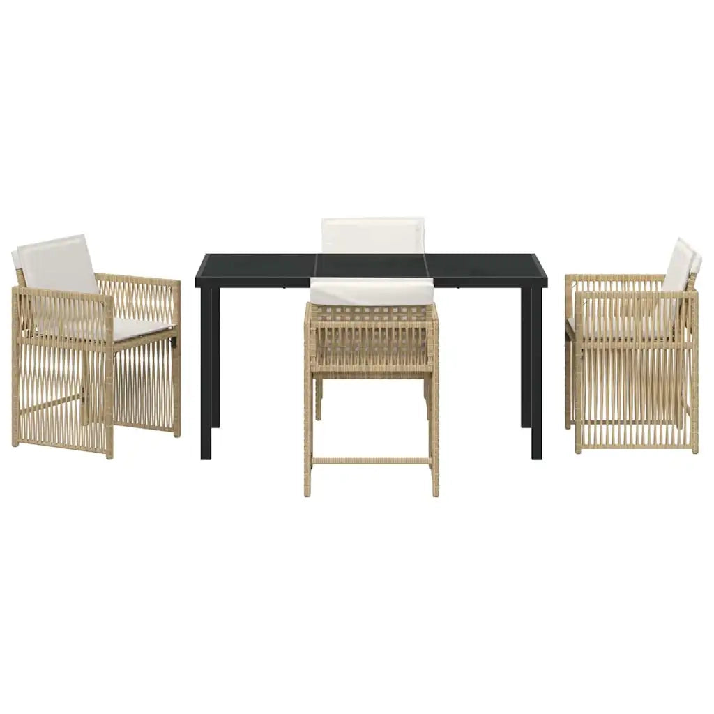 Set da Pranzo per Giardino 5 pcs Beige polyrattan 3380786