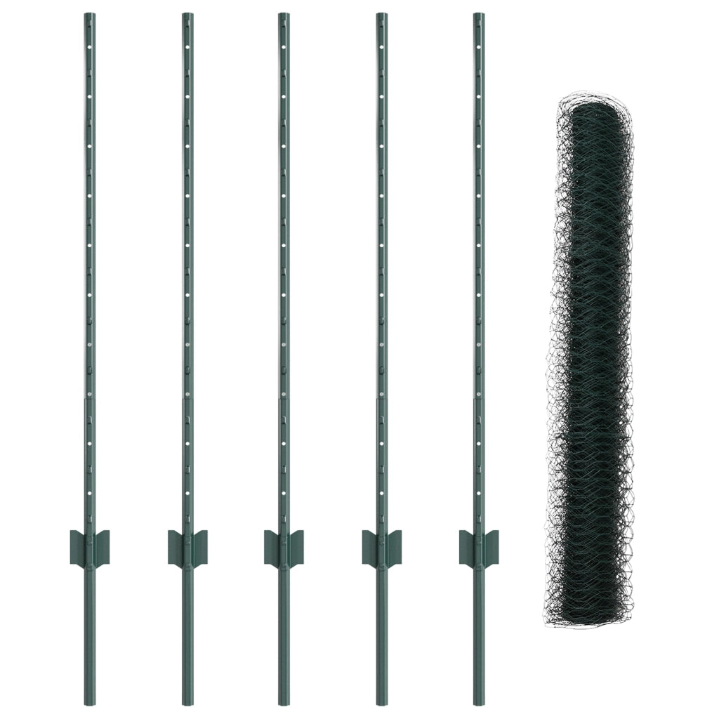Pali per Recinzione  5 pcs U-Channel Verde 100 cm Acciaio