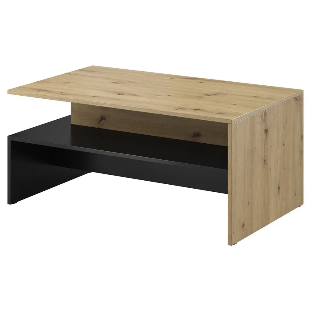 Set completo salotto RAMOS – Rovere e nero – 7 mobili con LED multicolore integrato
