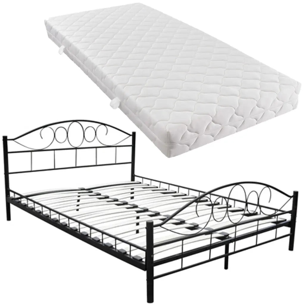 Letto con Materasso Nero in Metallo 180x200 cmcod mxl 95279