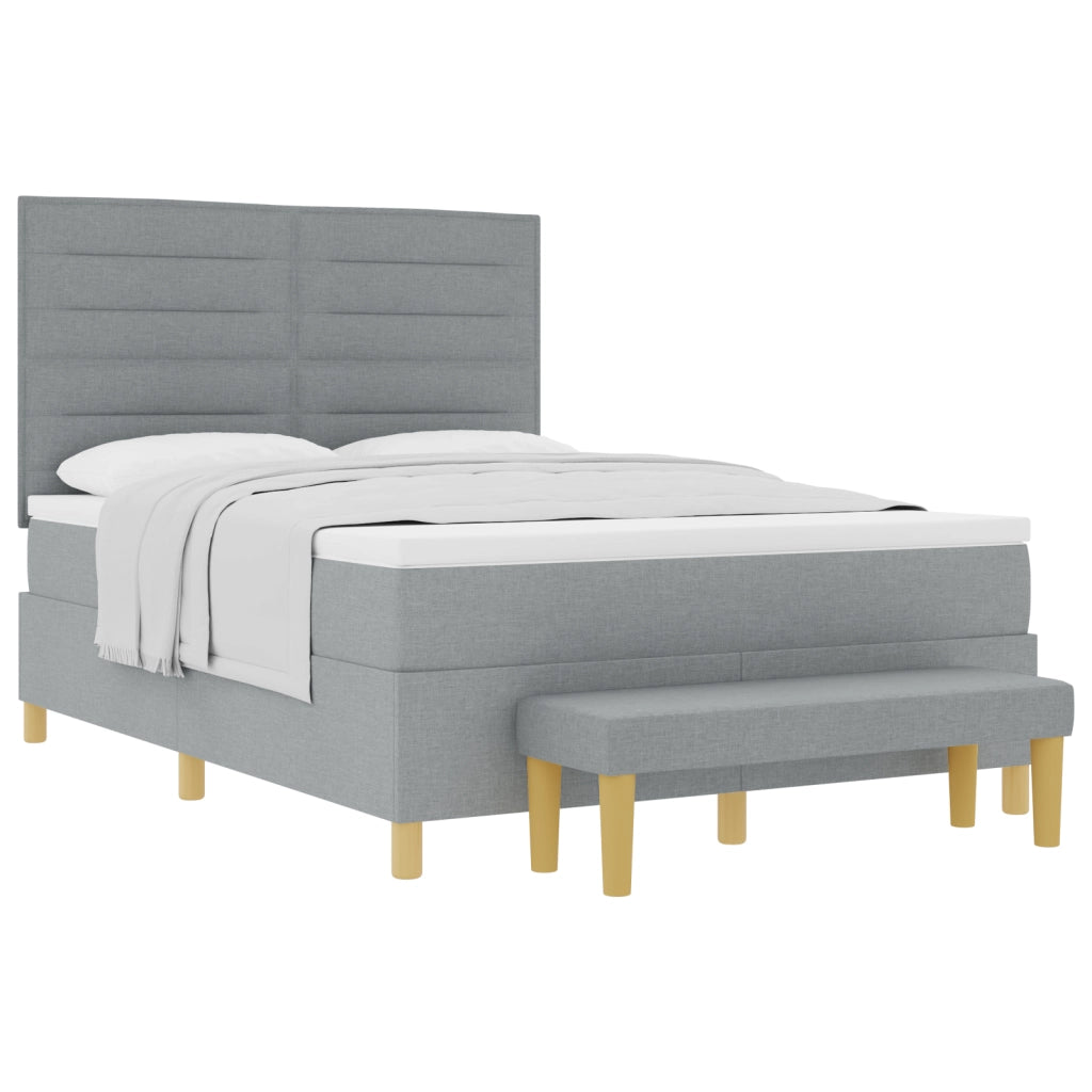 Letto con Box Spring e Materasso Grigio Chiaro 140x190 cm Tessuto