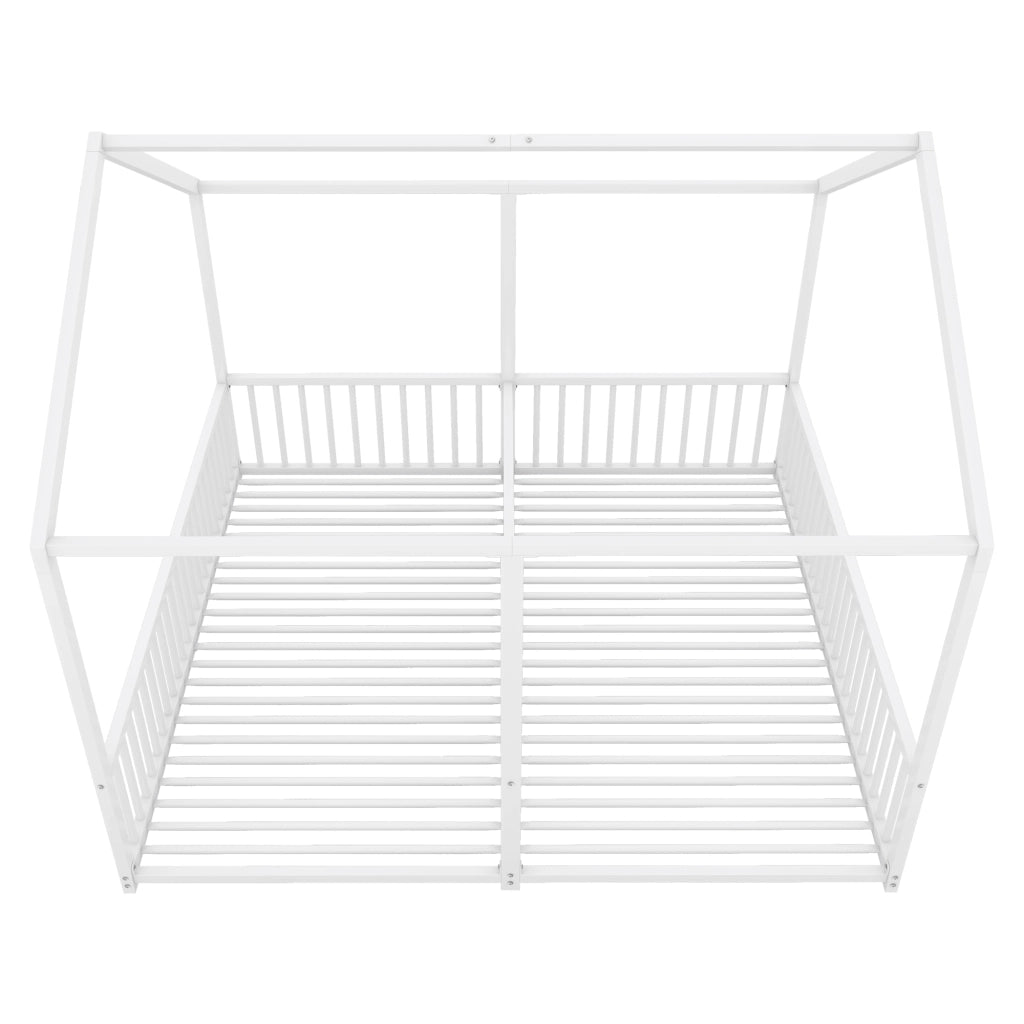 Letto a castello bambino 90×200 cm con scaletta e barriera; senza materasso; metallo; bianco