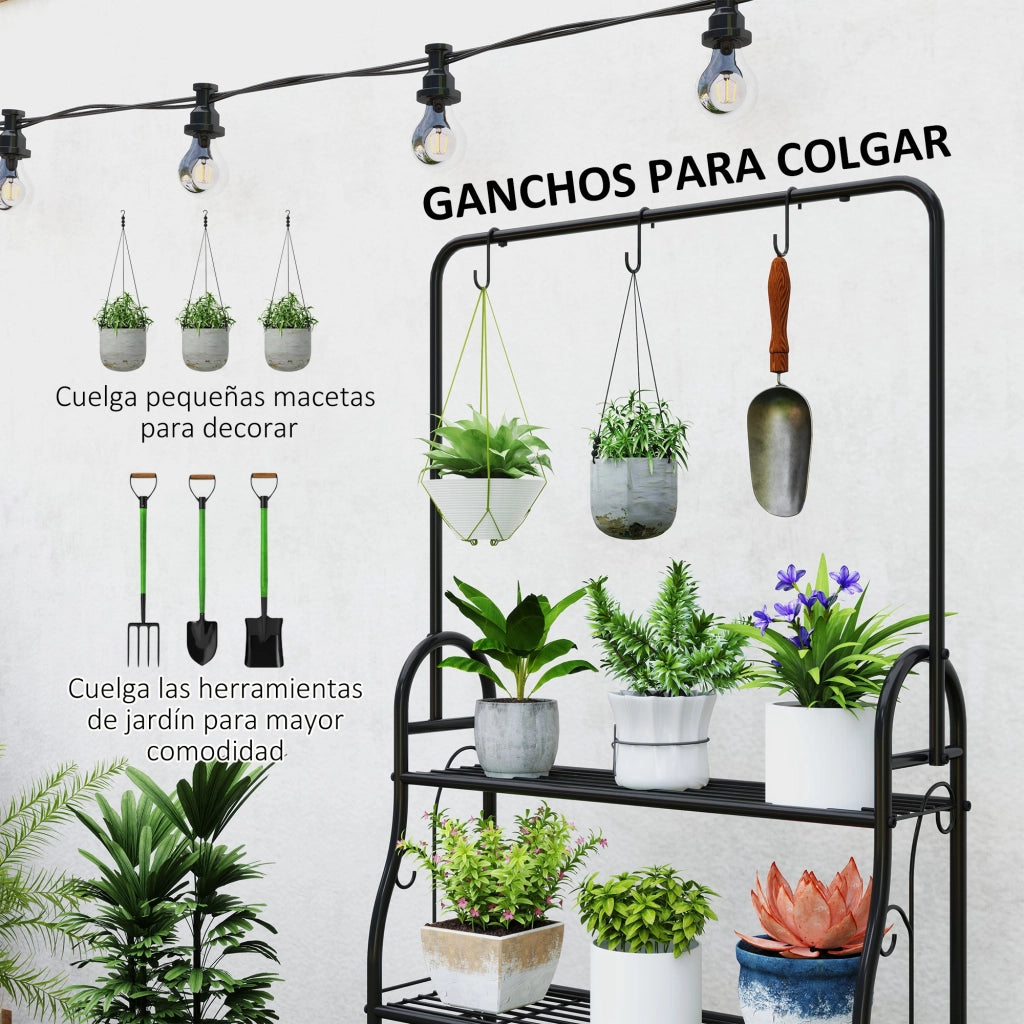 Sistema 3 Livelli per Piante con Gancio ¨C zephmum ¨C Nero Metallo
