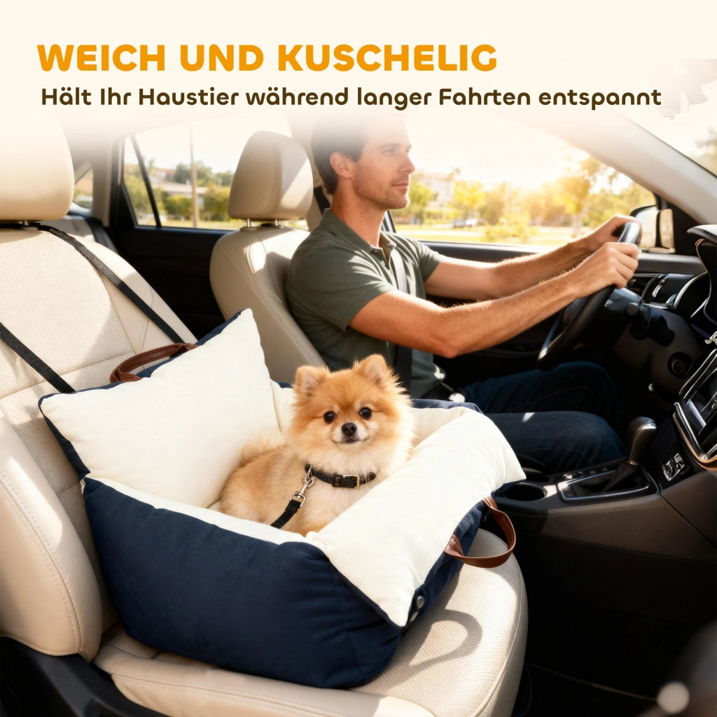 Seggiolino Auto per Cani ¨C zephmum ¨C 2 Cinture, Coperture Lavabili, per Animali Domestici fino a 5 kg, Blu