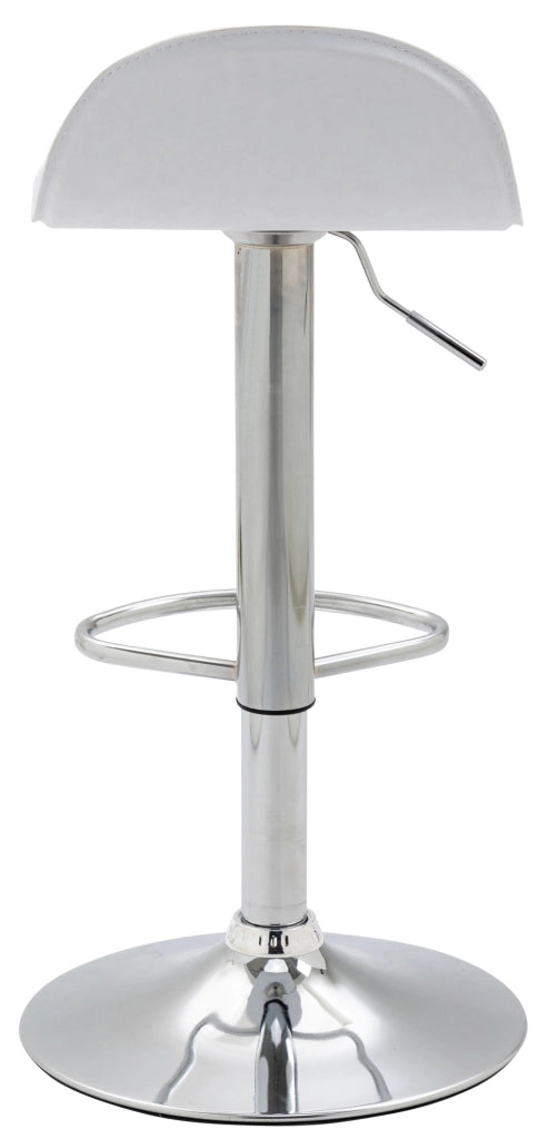 Set 2 Sgabelli Alti Lana in Similpelle bianco,cromo