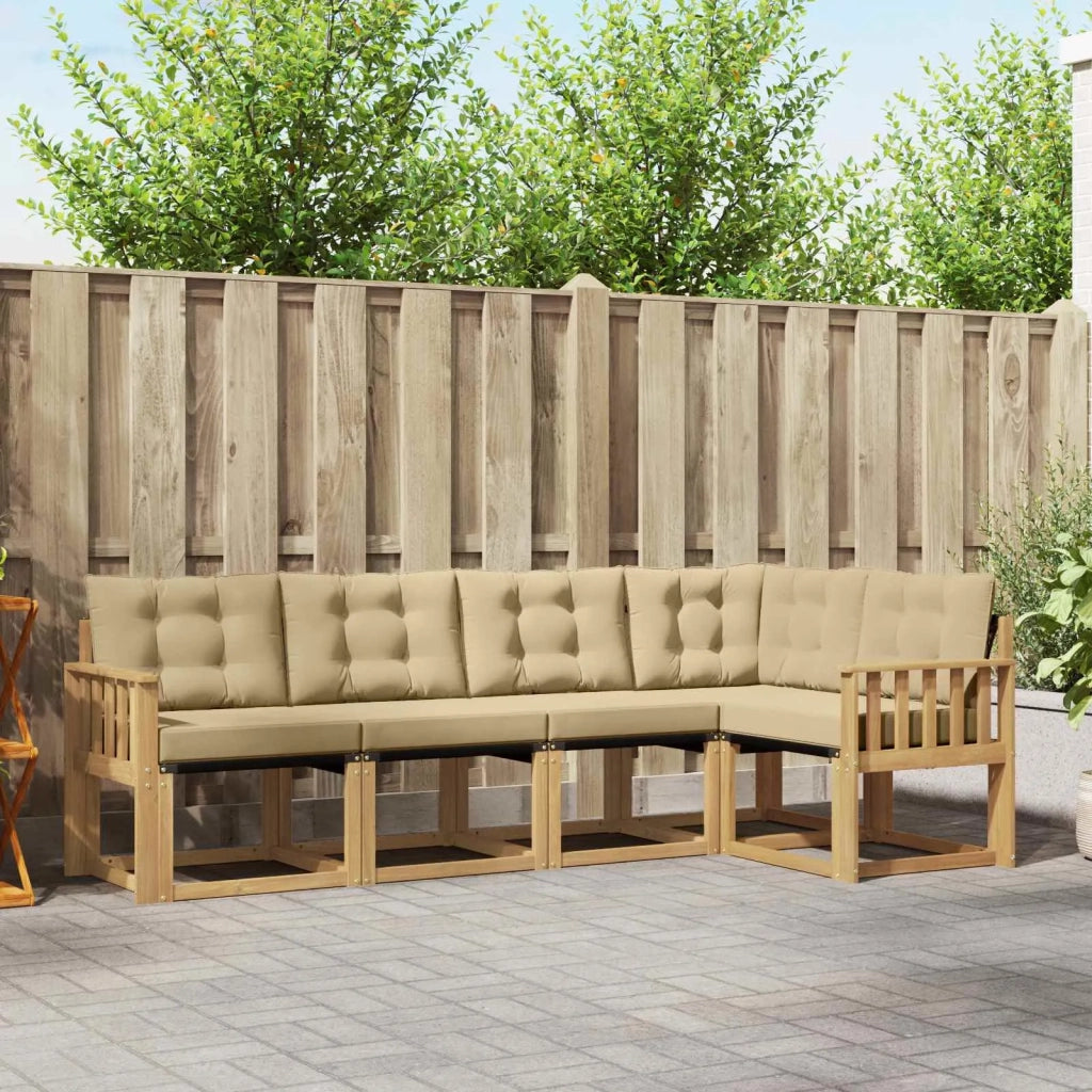 Set di divani da esterno con cuscino 5 pcs Bianco e Beige